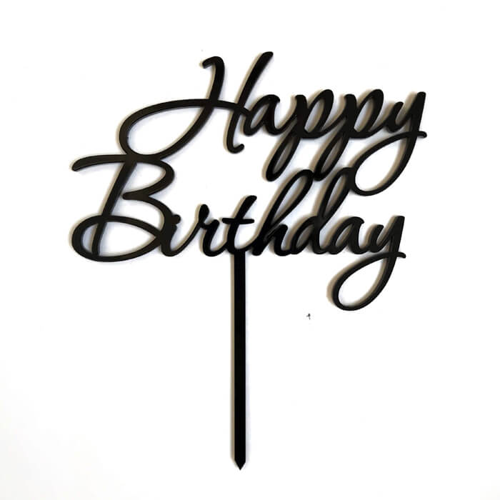 Акриловий чорний топер "Happy Birthday"