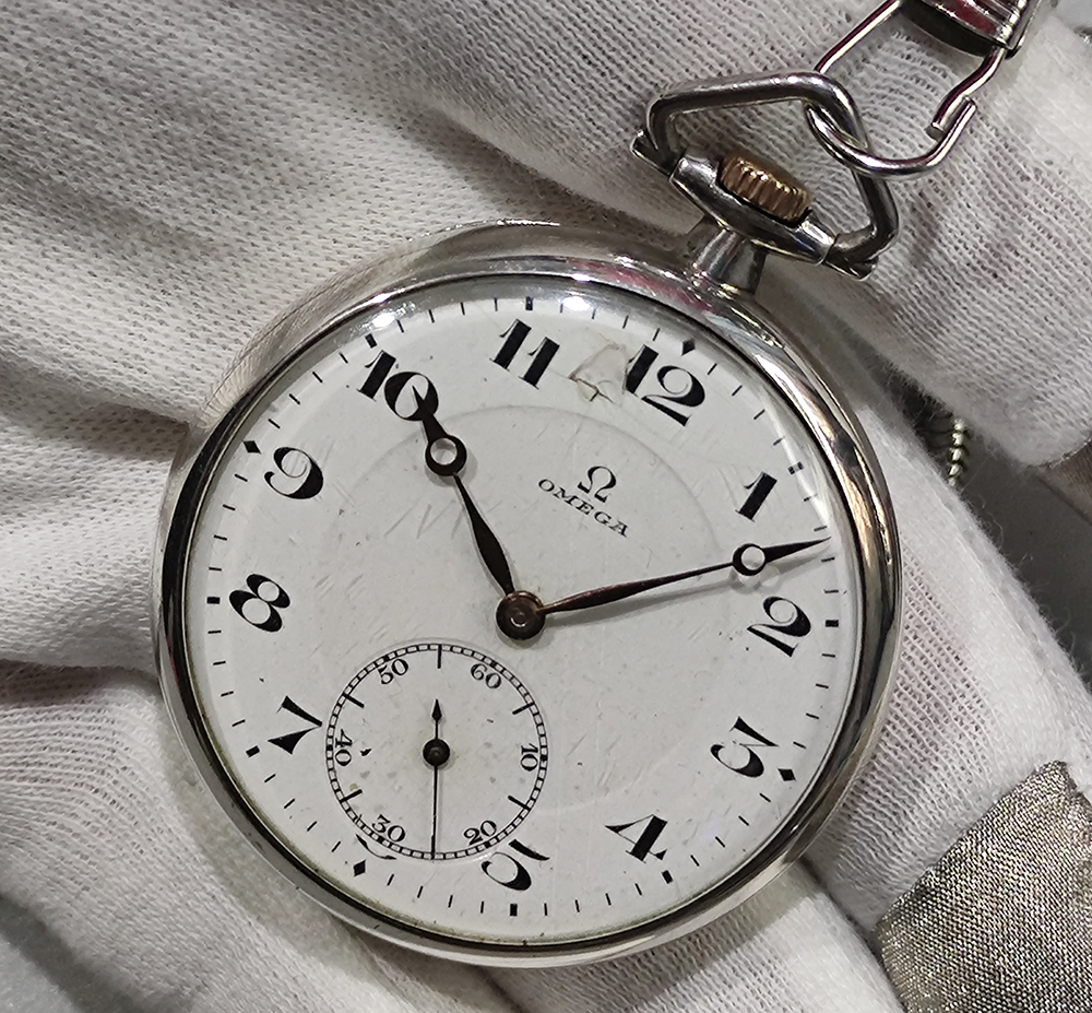 Omega "Grand Prix Paris 1900"  900 silver Swiss mechanical pocket watch.