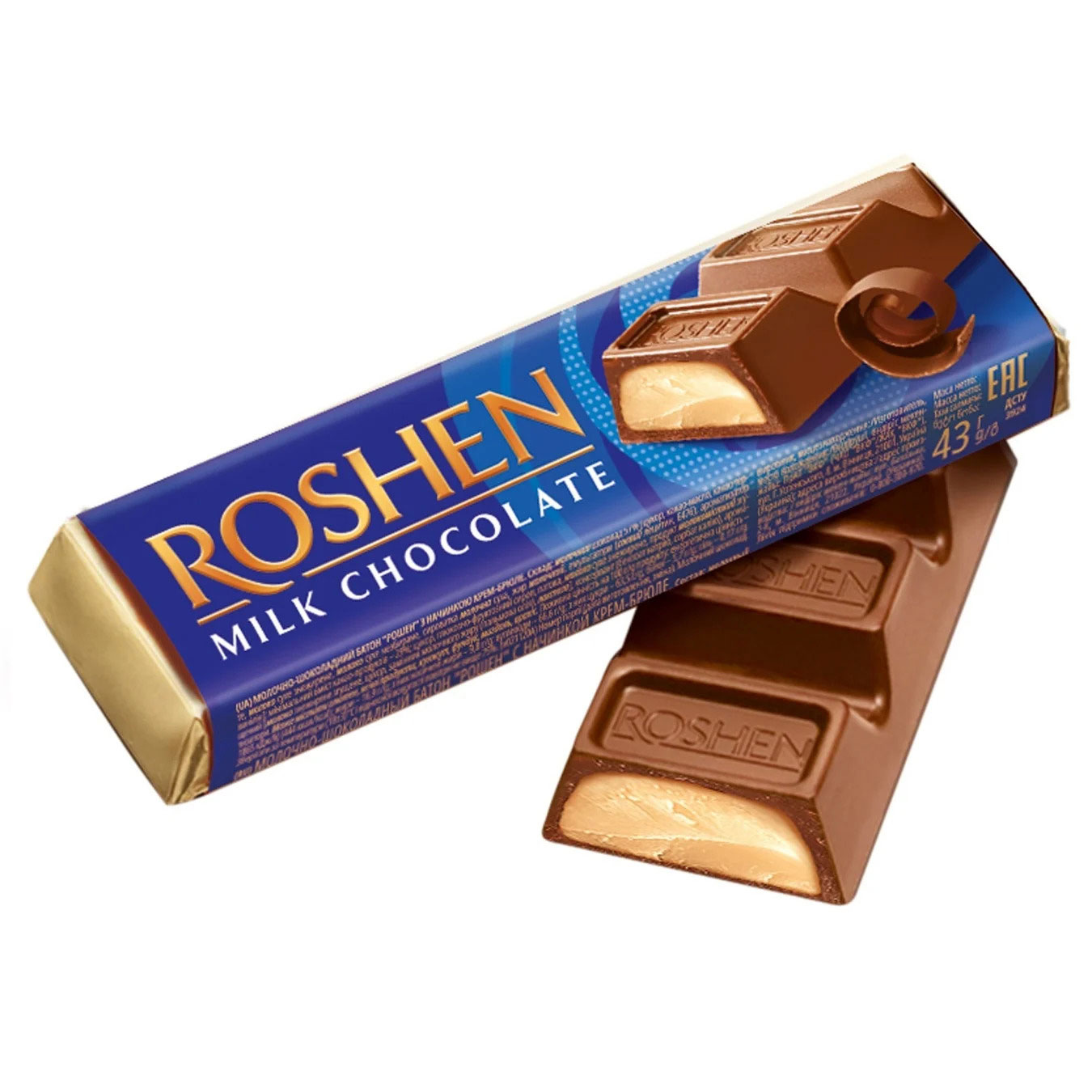 🇺🇦 "Roshen" Barra de chocolate con crema brulle, 43 g.