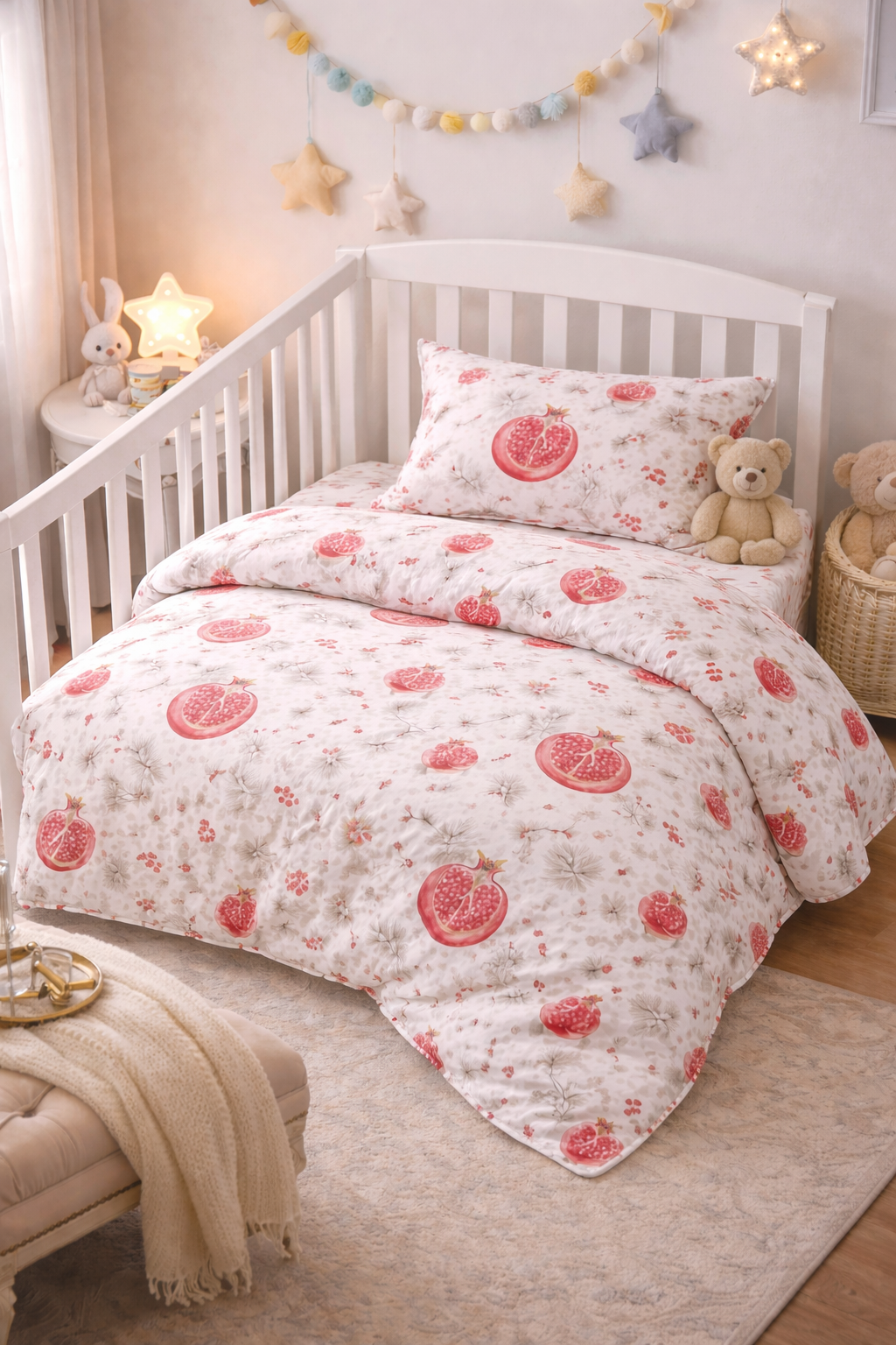 Постільна білизна  в ліжечко  ранфорс принт "Гранати"