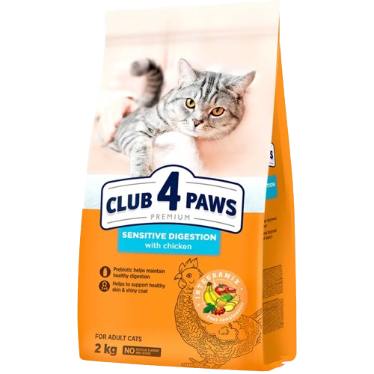 Сухий корм Клуб 4 Лапи (Club 4 Paws) Premium для дорослих кішок з чутливим травленням, 2 кг