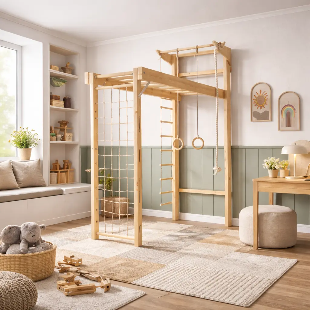 Indoor Kletterwand für Kinder – Max PRO mit Ringen & Seilleiter