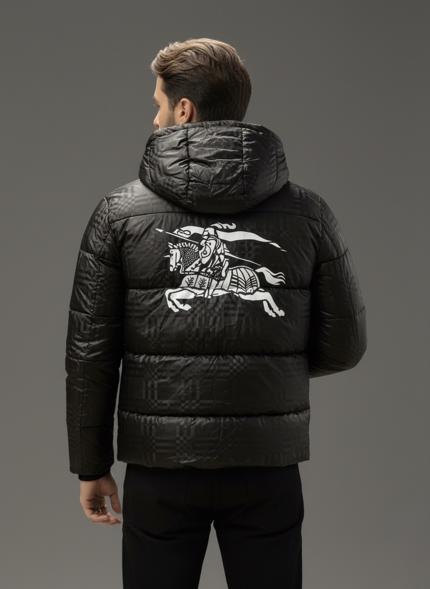 Коротка чоловіча куртка з оригінальним принтом grey