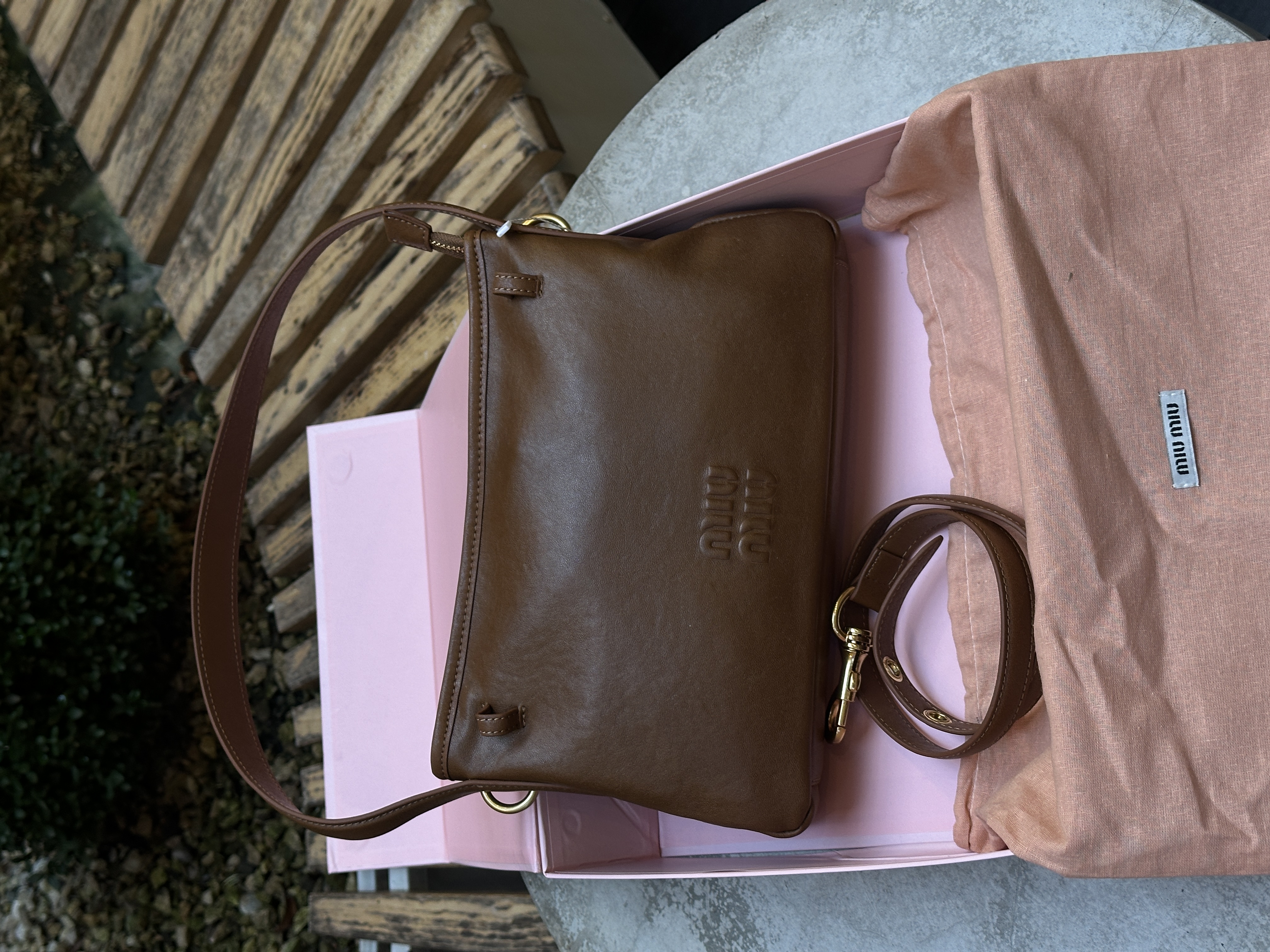 Miu Miu Aventure Nappa Leather Bag Brown