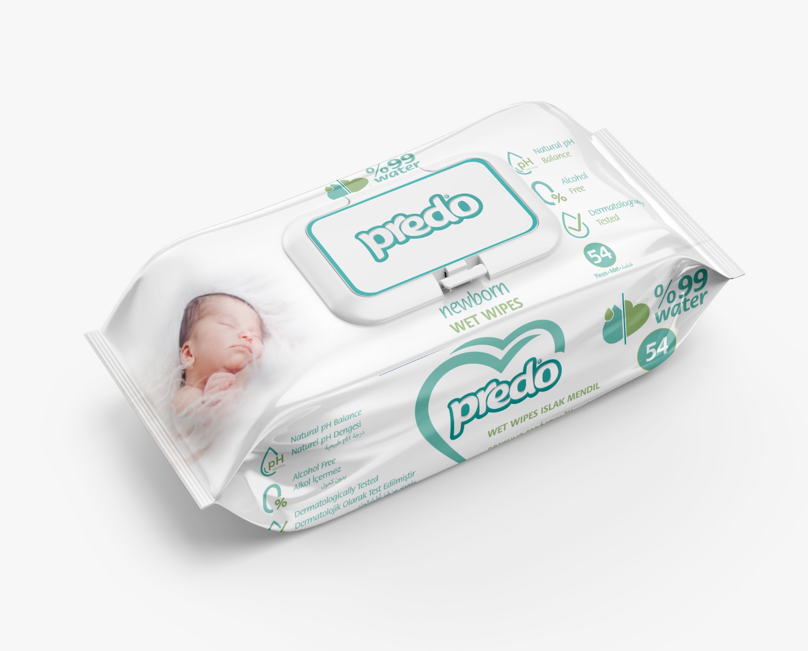 Predo Baby Newborn Chusteczki Nawilżane 54 szt.