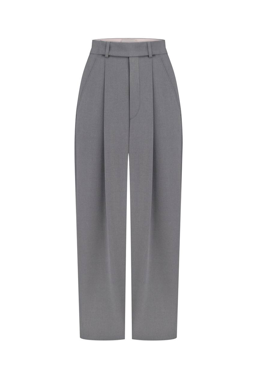 Wool blend high waisted trousers with creases