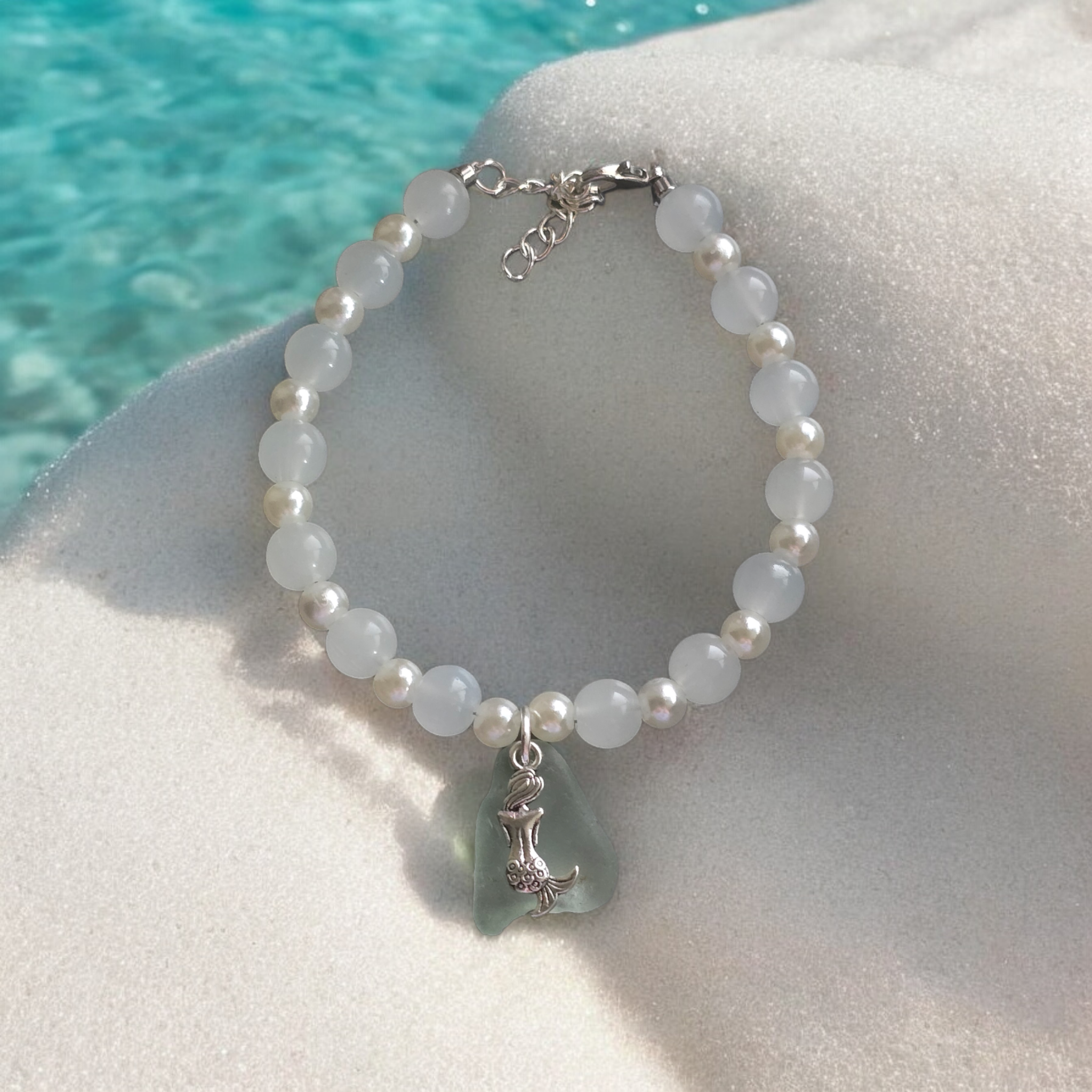 Mermaid Sea Glass Beaded Bracelet 