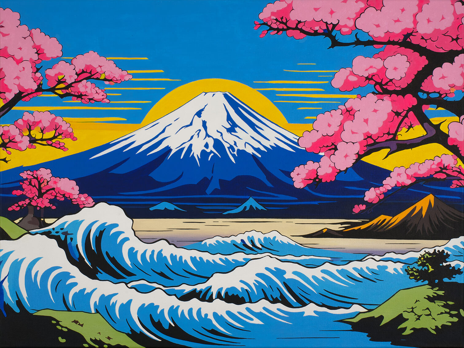 Mount Fuji and Sakura Blossoms, 60x80 cm, painting on canvas