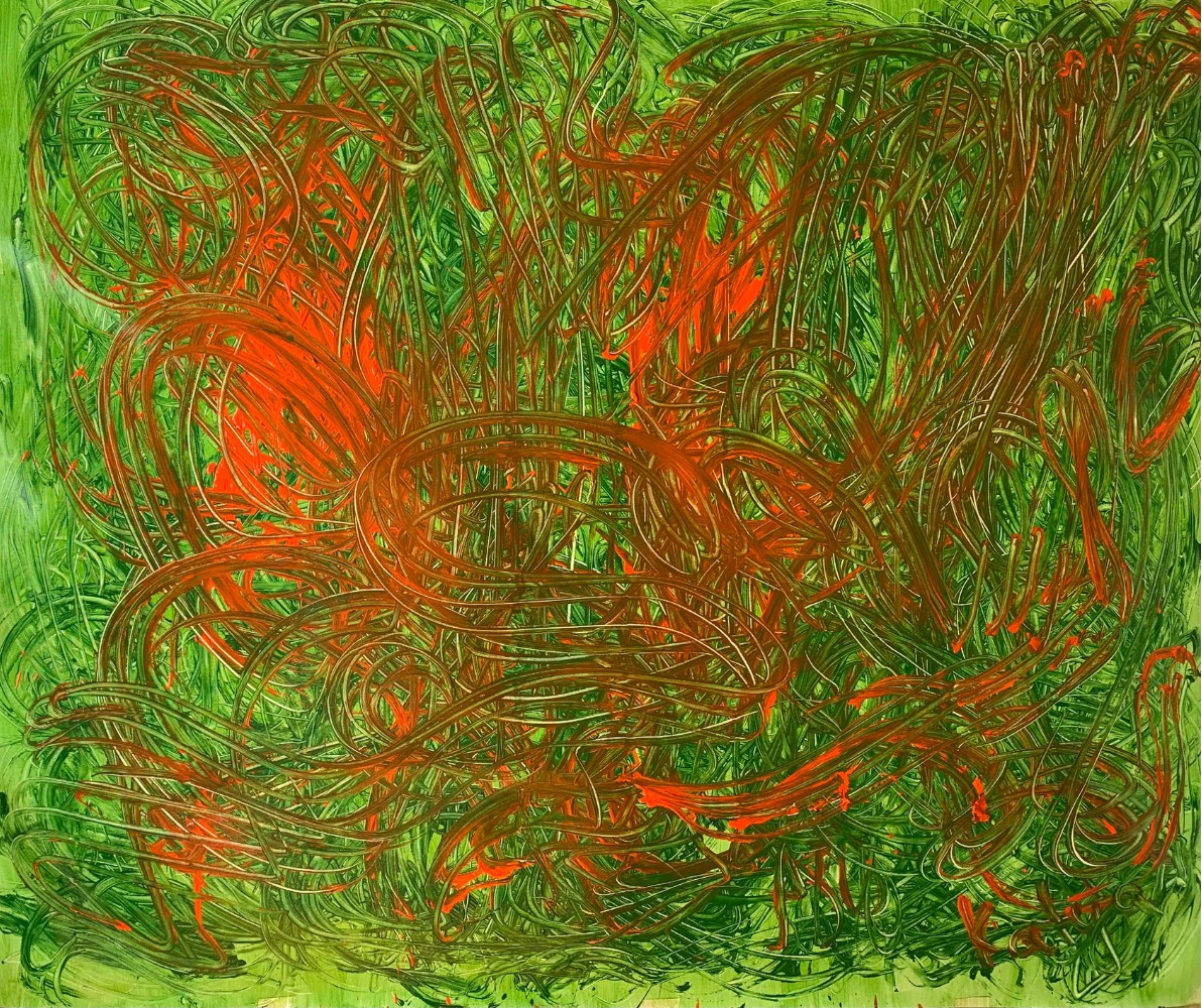 Untitled Green with Orange, 2022, Oil on canvas, 134*162 cm