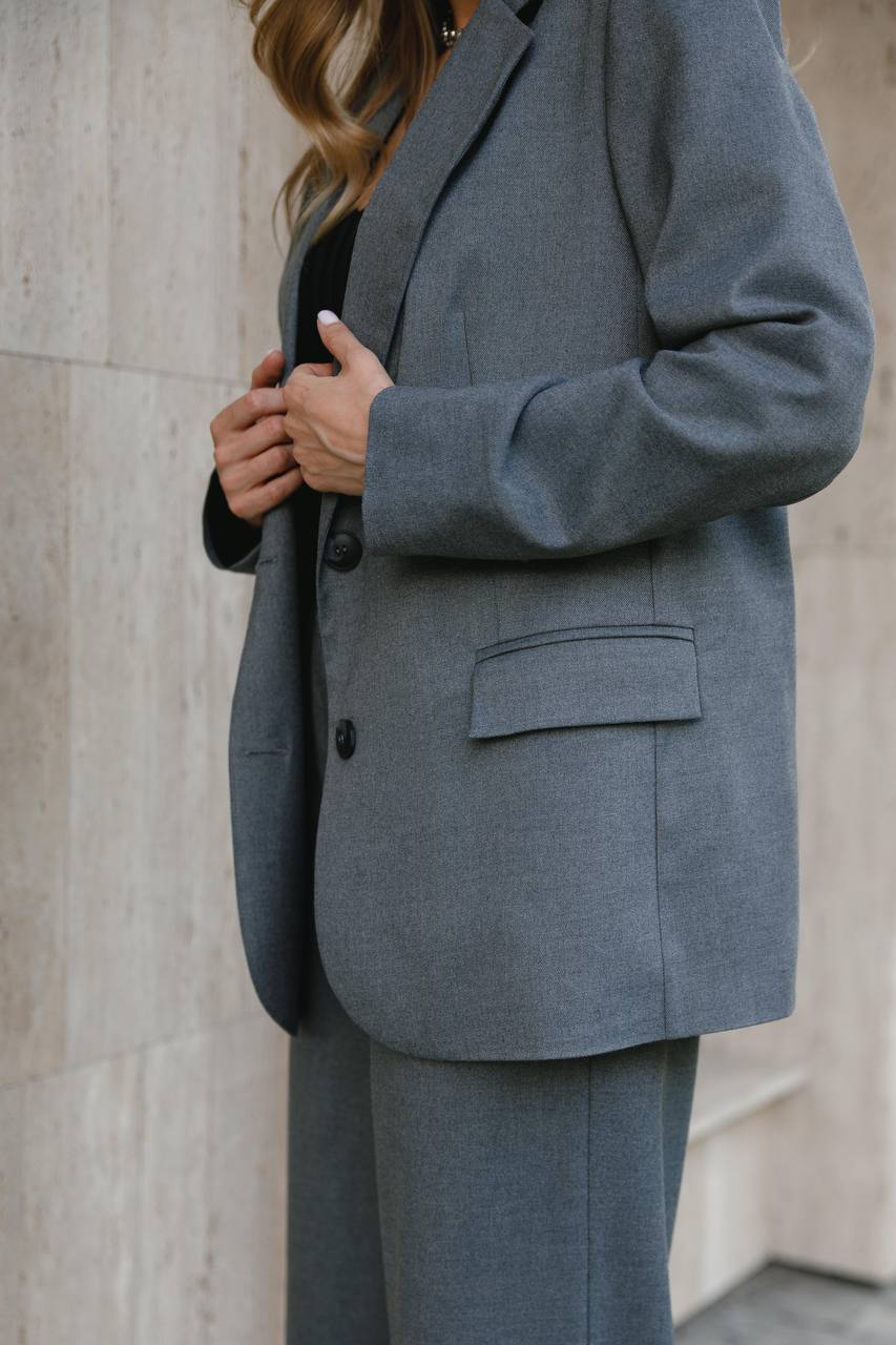 Піджак класичний однотонний oversize - Сірий IWOMAN