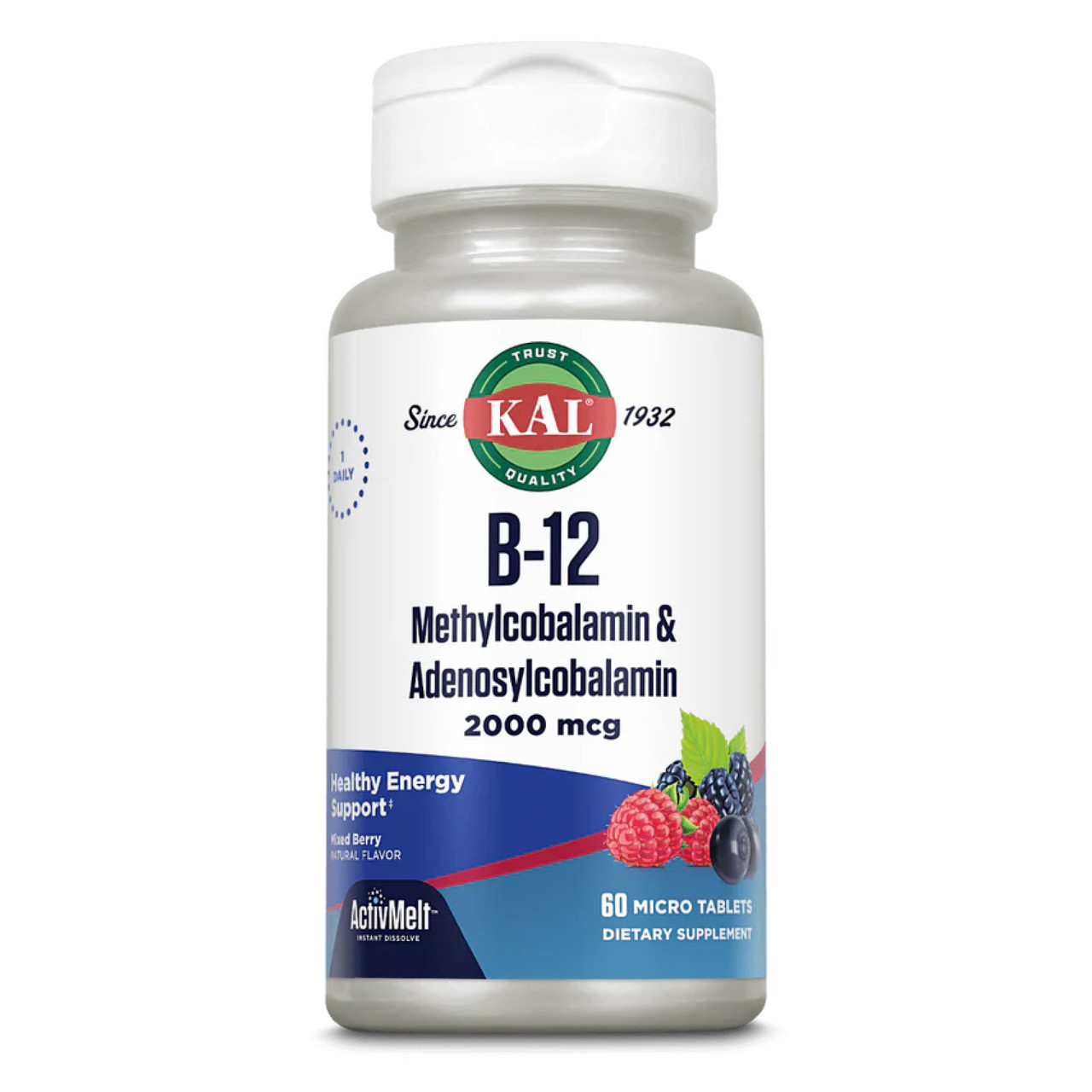 Вітамін В-12, B-12 Methylcobalamin and Adenosylcobalamin 2000mcg - 60 tabs