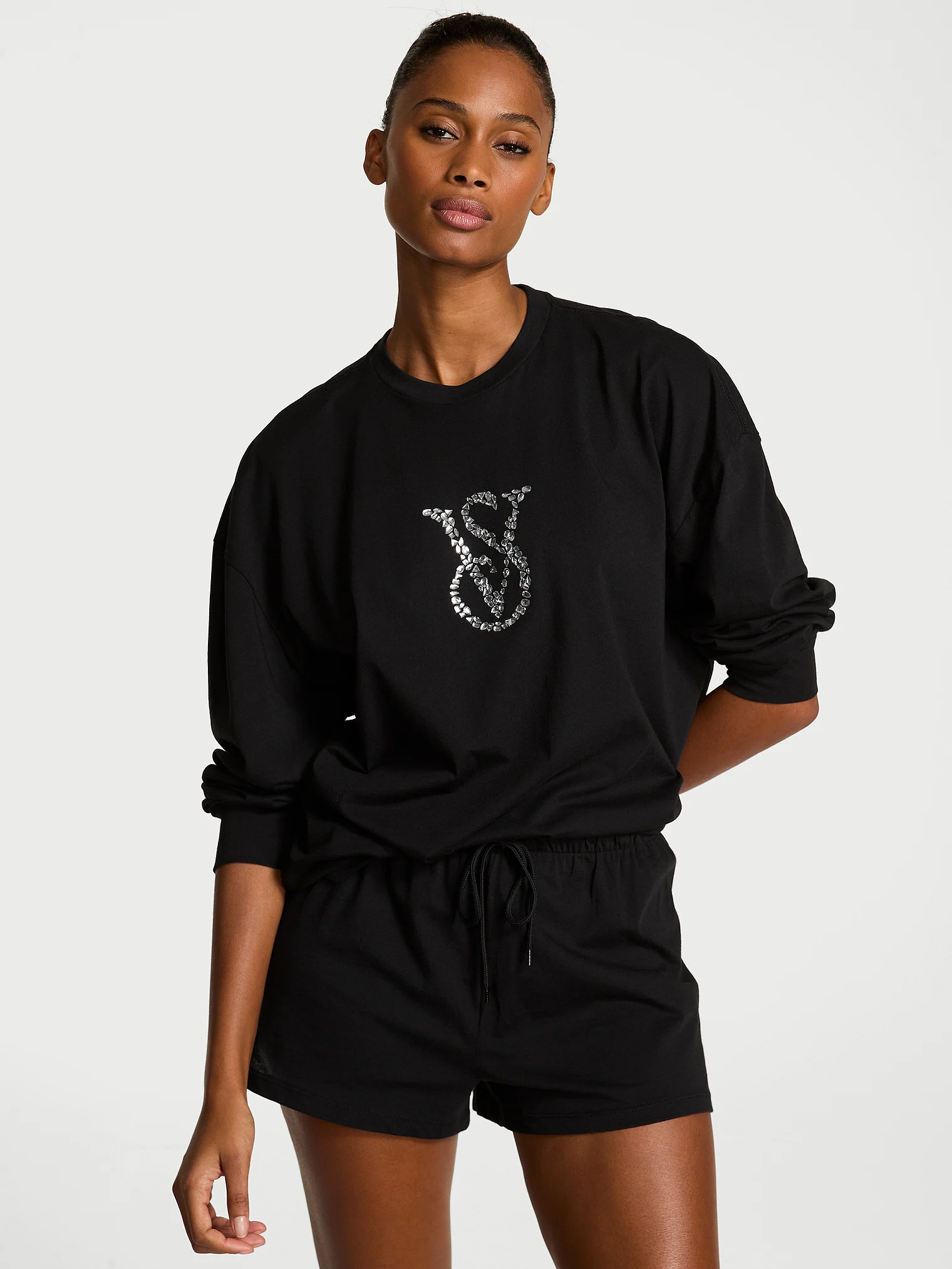 Котонова піжама 100% Cotton Shine Long-Sleeve Short Pajama Set