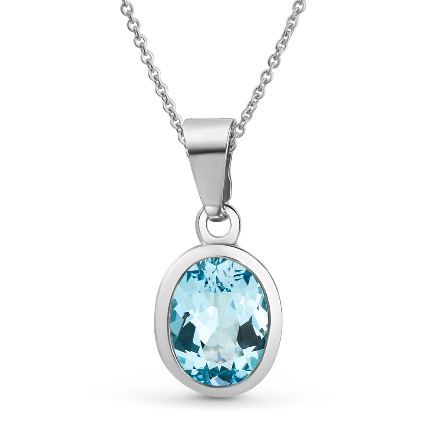 Elegantes Collier mit Blautopas aus 925er Silber rhodiniert