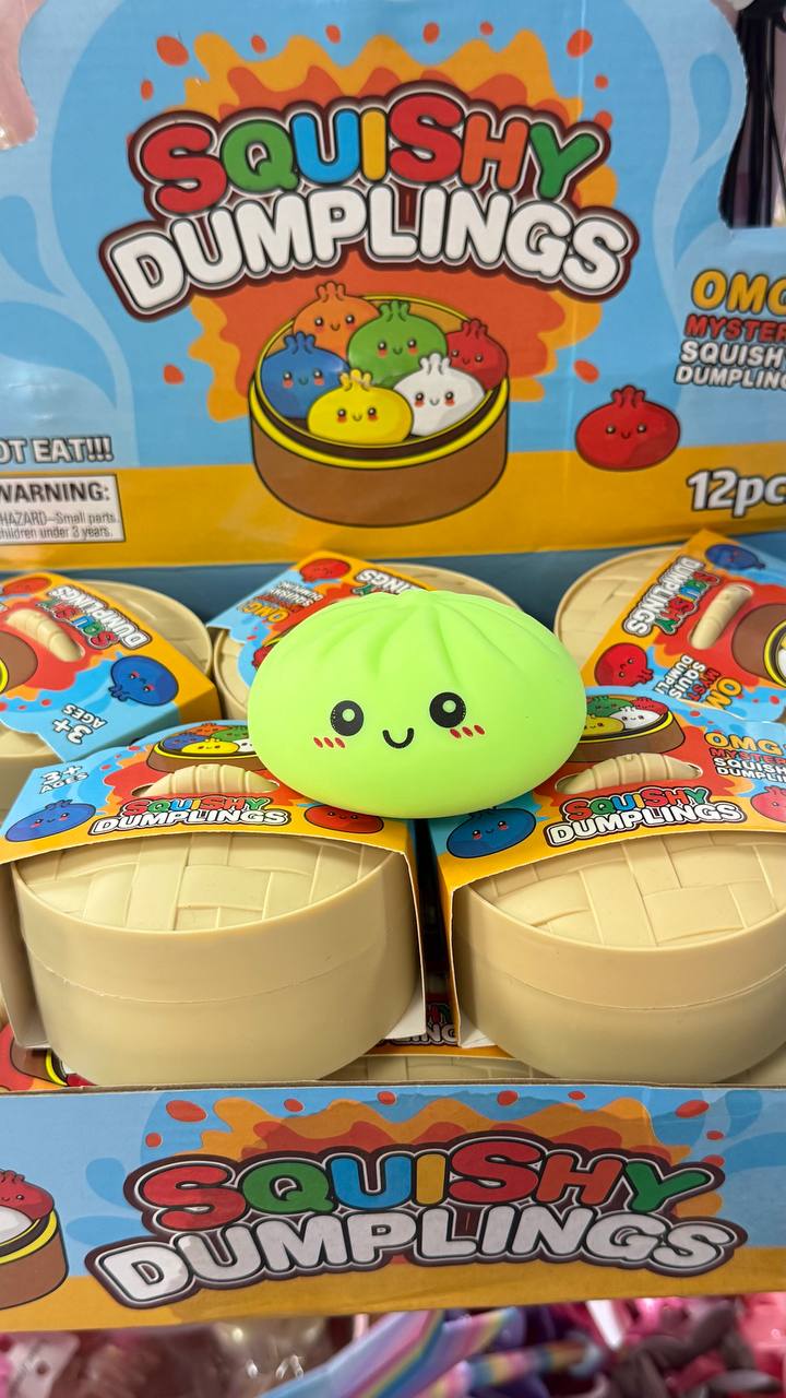 Трендовий сквіш антистрес Хінкалі у пароварці, Squishy Dumpling Stress Ball, пельмень, різні кольори,1 шт