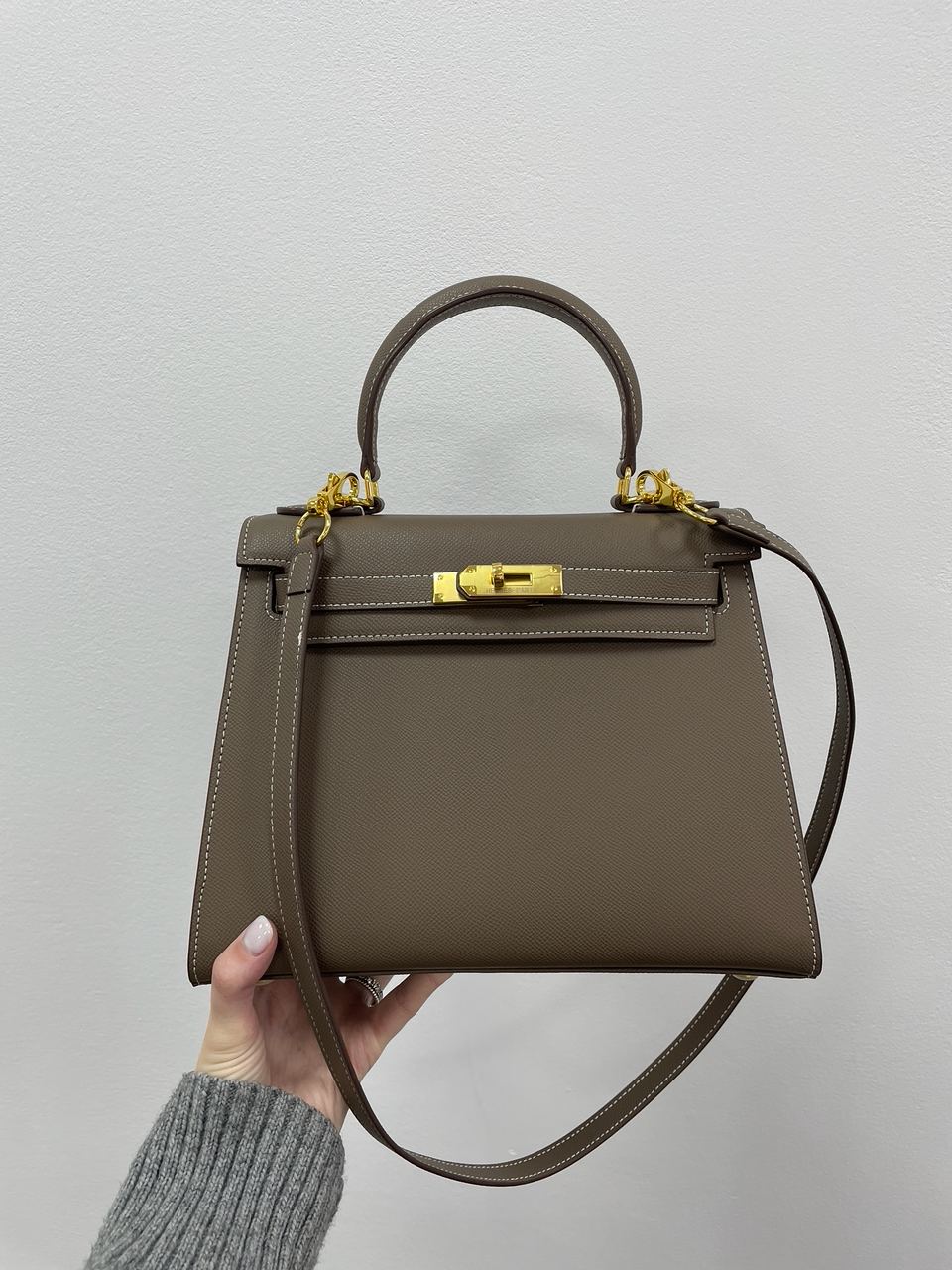 Hermes Kelly 25 Grey/Gold