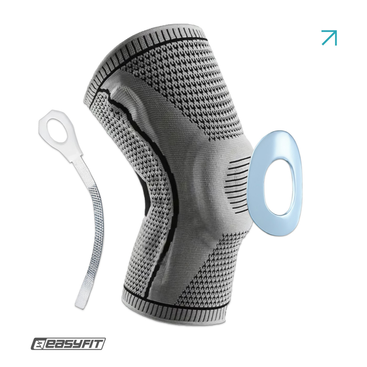 Бандаж (наколінник) ортопедичний для колінного суглоба з ребрами жорсткості та силіконовою вставкою (сірий). Розмір S