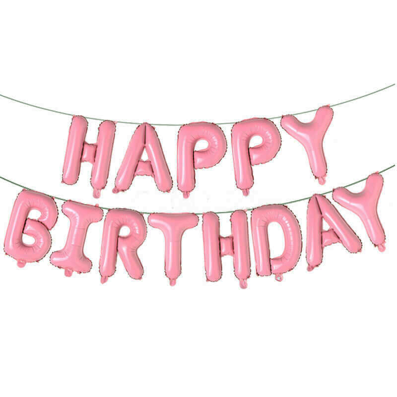 Кулі-літери "Happy birthday" рожеві пастель