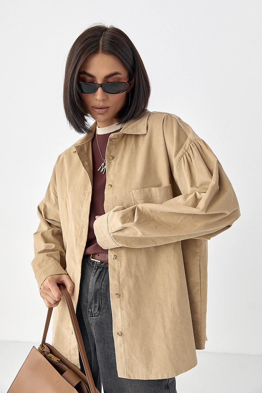Жіноча вельветова oversize сорочка (one size)