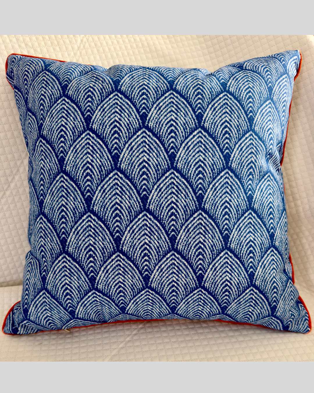 Pillow Blue stripes with orange line