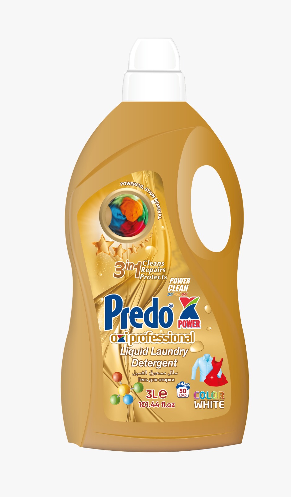 Predo Power Oxi Professional Żel do Prania Kolorowych i Białych 3L (Złoty)