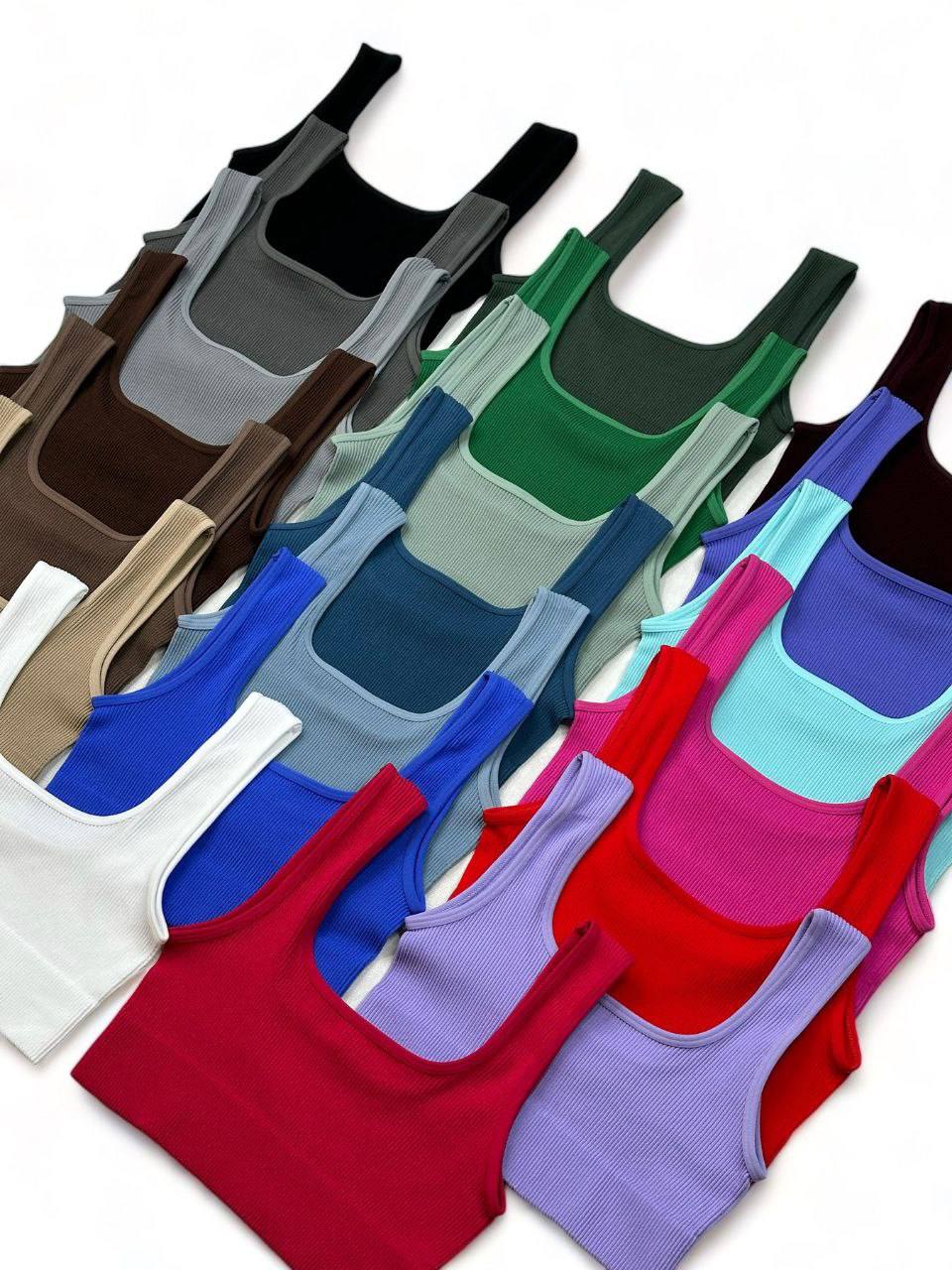 Топ на широких бретельках в рубчик в різних кольорах(фото на моделі відсутні)