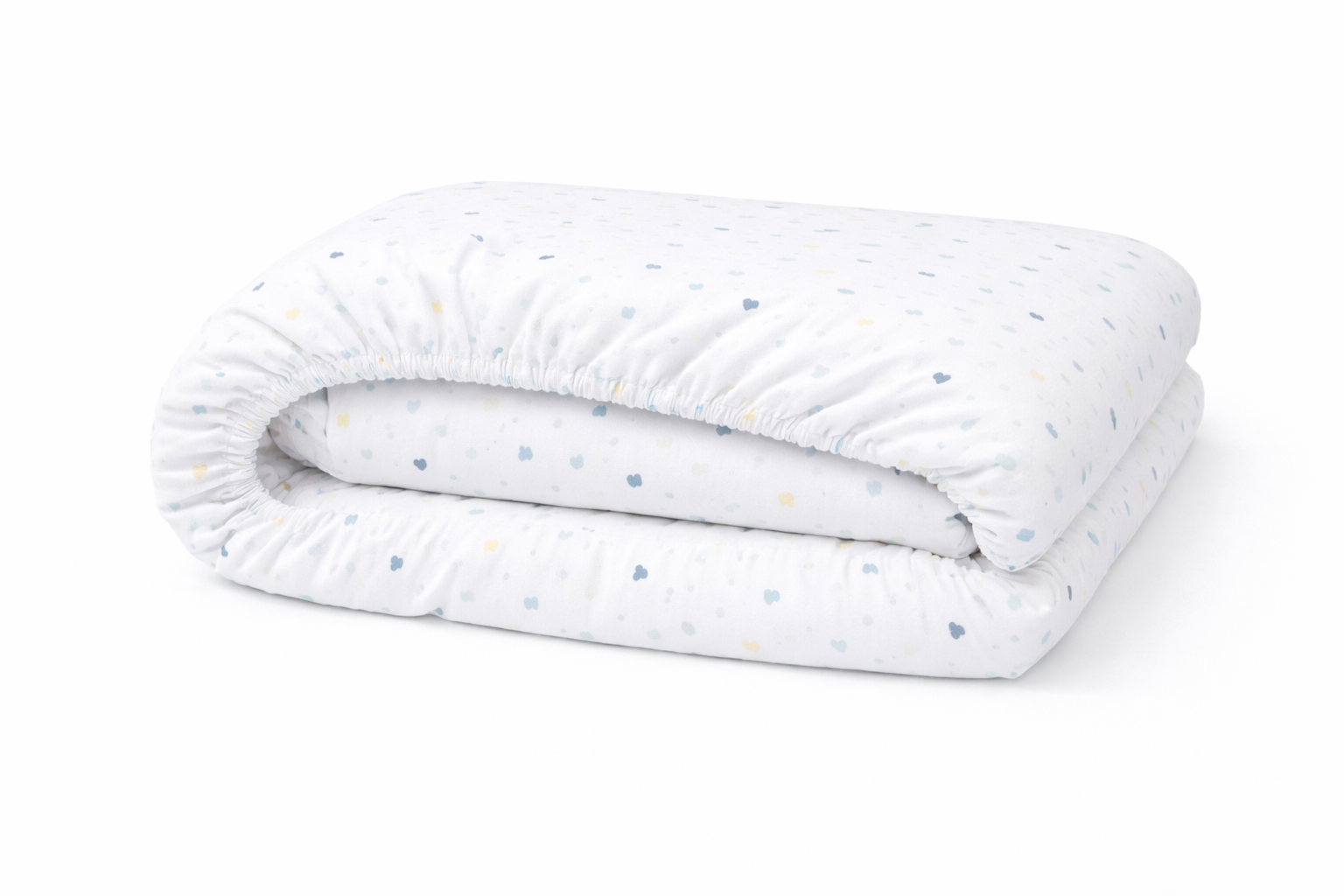 Дитяче простирадло га гумці ранфорс принт "Дрібні серця на білому"