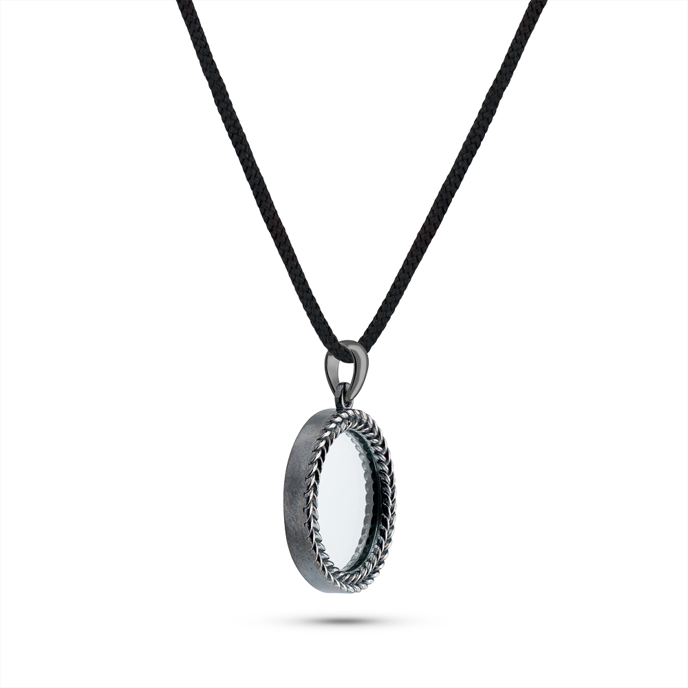 Кулон срібний VEIL «Колос» з дзеркалом в темному чорнінні