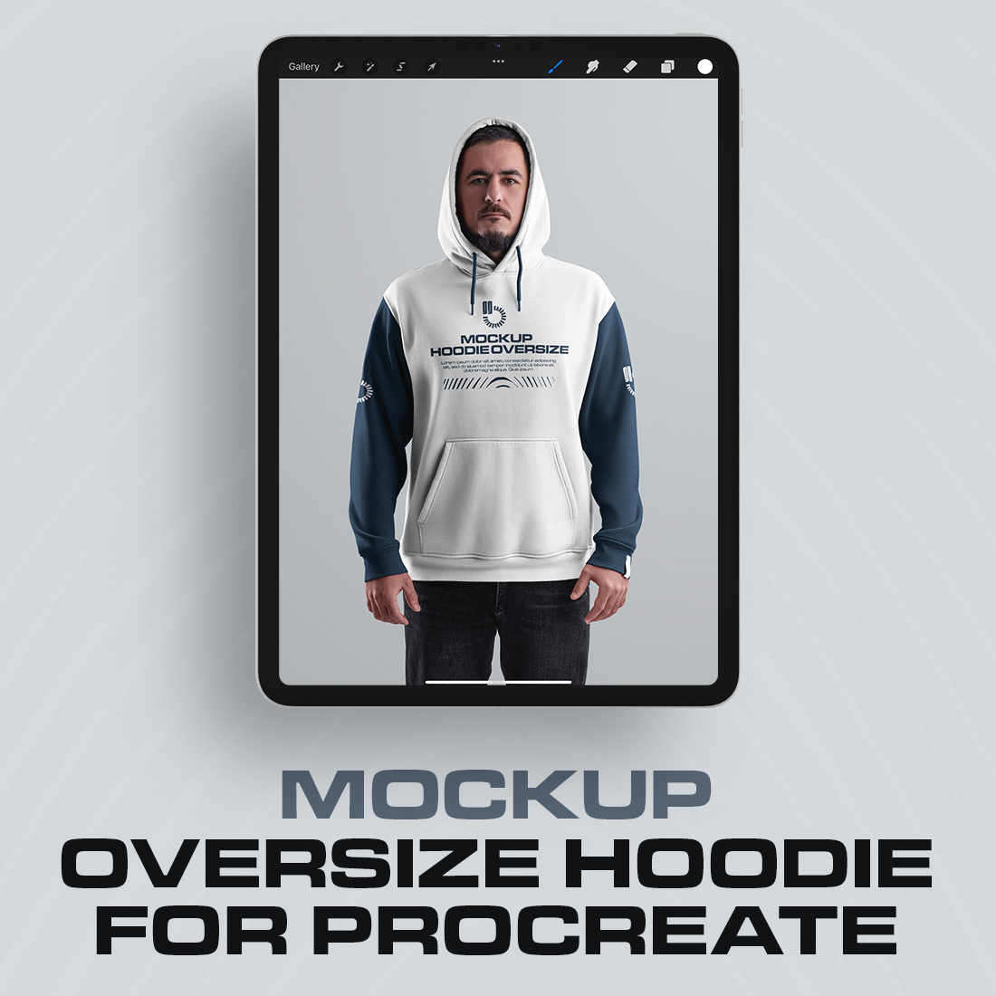 4 Mockups Oversize Hoodie. Front, Back and Side View for Procreate