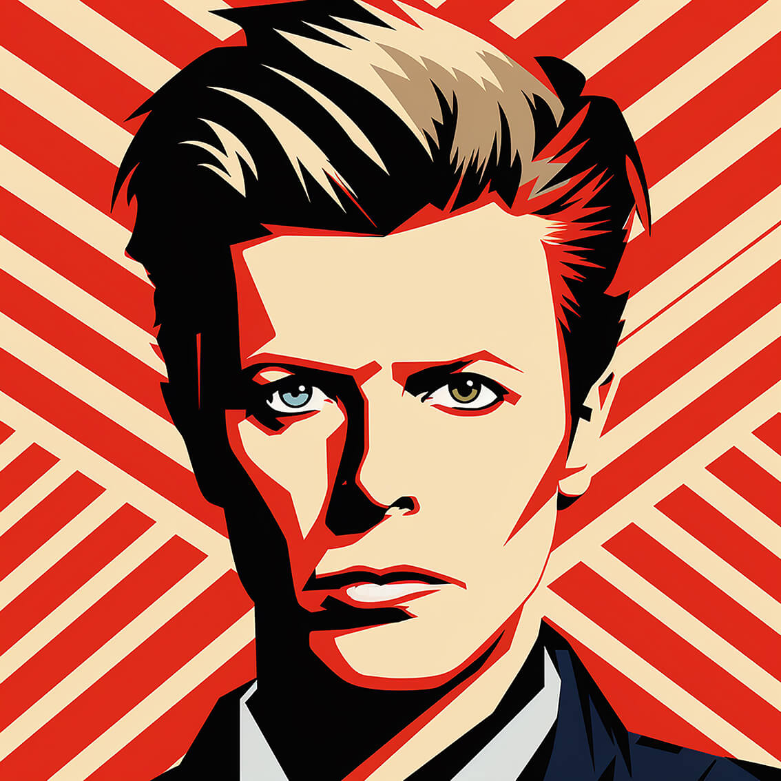 Portrait of David Bowie, 60x60 cm, original acrylic painting on canvas