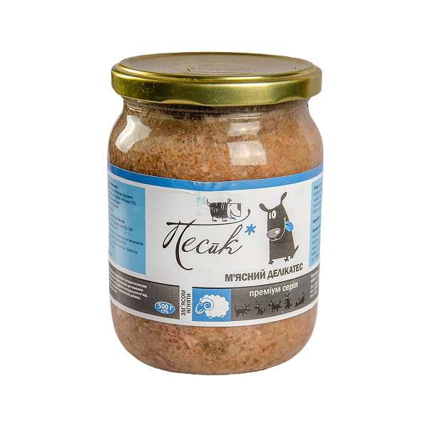 Консерви ПЕСиК д/собак м'ясні делікатеси з м'ясом ягняти 500г