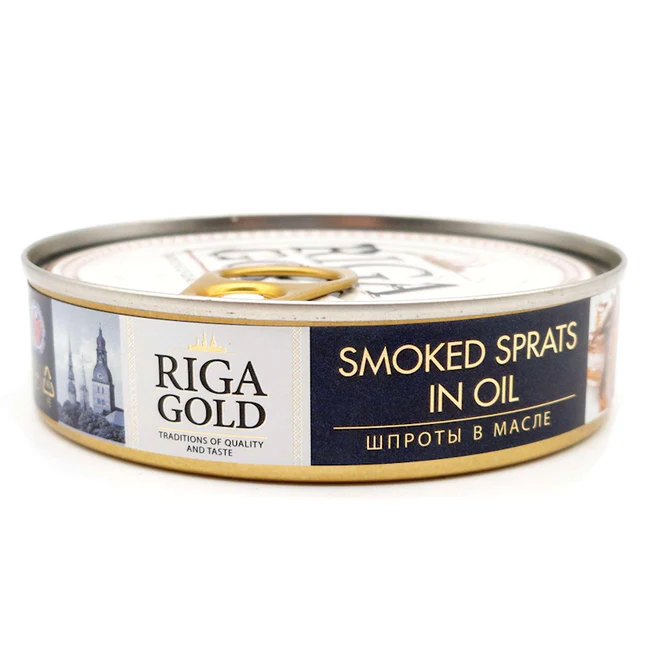 🇱🇻 "RIGA GOLD" Espadines ahumados en aceite, 160 g.