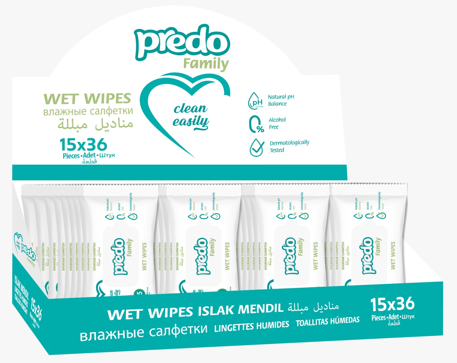 Predo Family Chusteczki Nawilżane 15x36 szt.