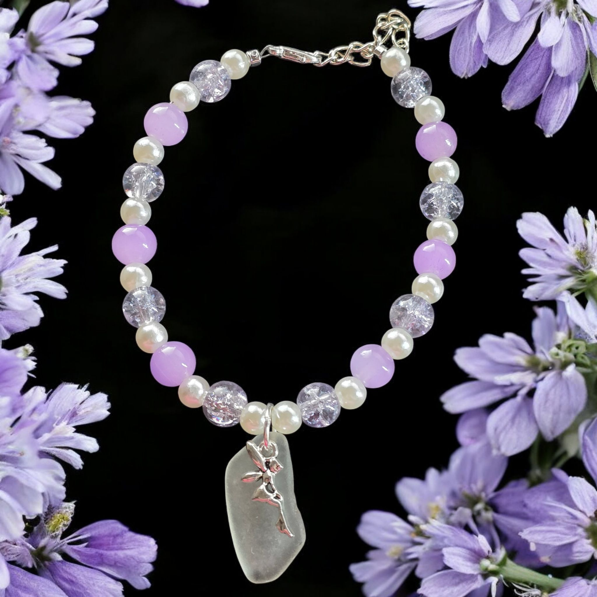 Lavender Fairy Sea Glass Bracelet