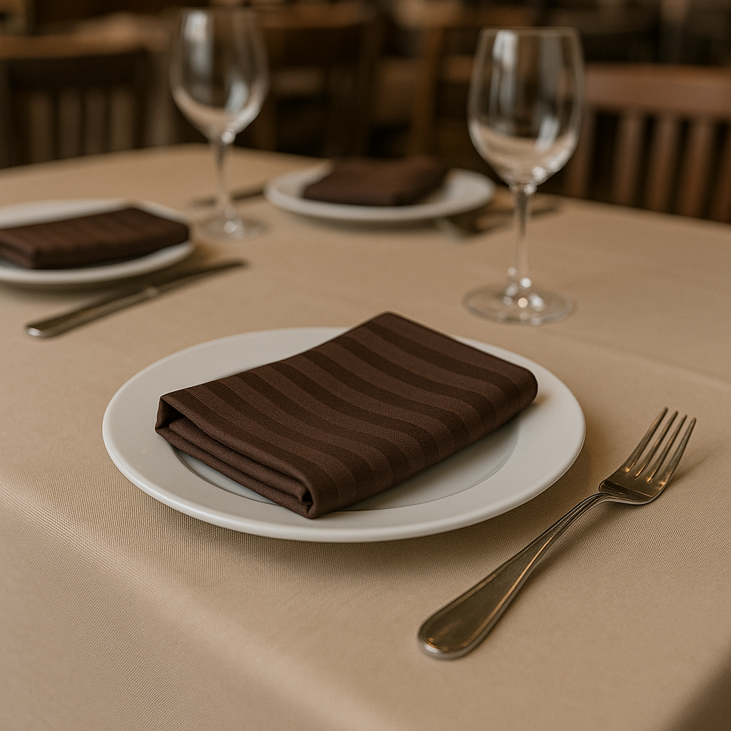 Серветки на стіл із страйп сатіну "Молочний шоколад"