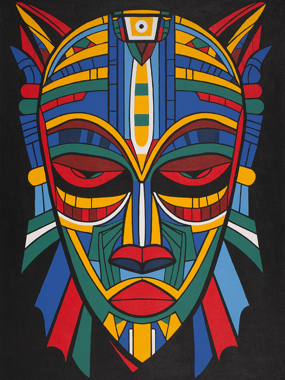 African Mask 4, 80x60 cm, original acrylic painting on canvas