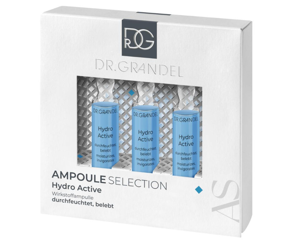 Ампули з кофеїном для глибокого зволоження шкіри Dr. Grandel Hydro Active, 3 х 3 мл