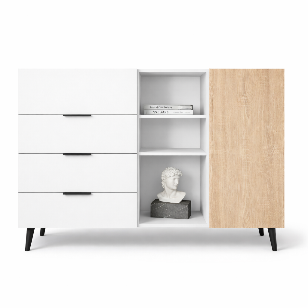 Комод з центральною нішею з полицями на ніжках