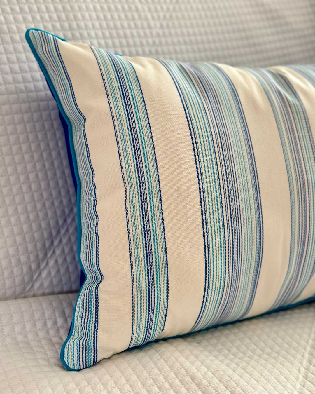 Pillow Deep blue&stripes with teal line