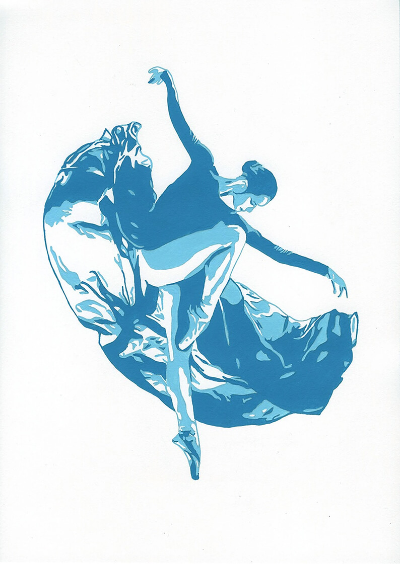 Dancer_7, 42x30 cm original acrylic painting on paper