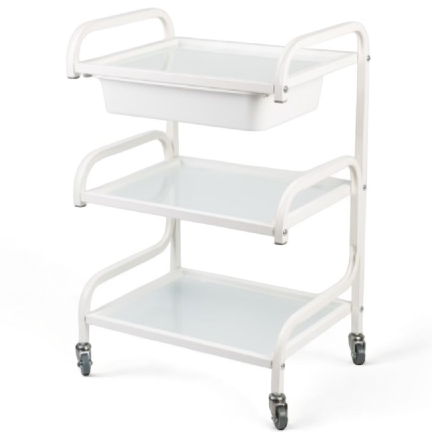 Візок косметологічний з висувним лотком, білий