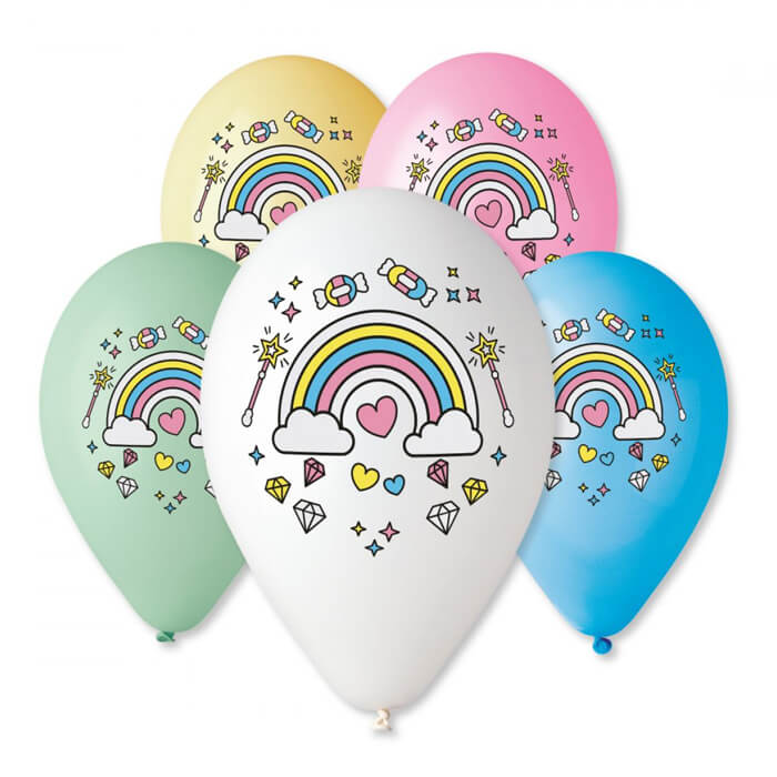 Латексні кулі мікс єдиноріг веселка 30см 5шт