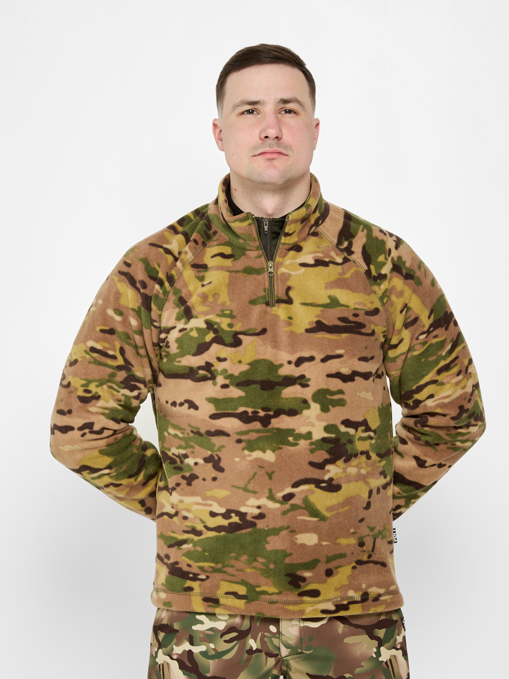 Реглан флісовий чоловічий на блискавці UKM Alpha мультикам