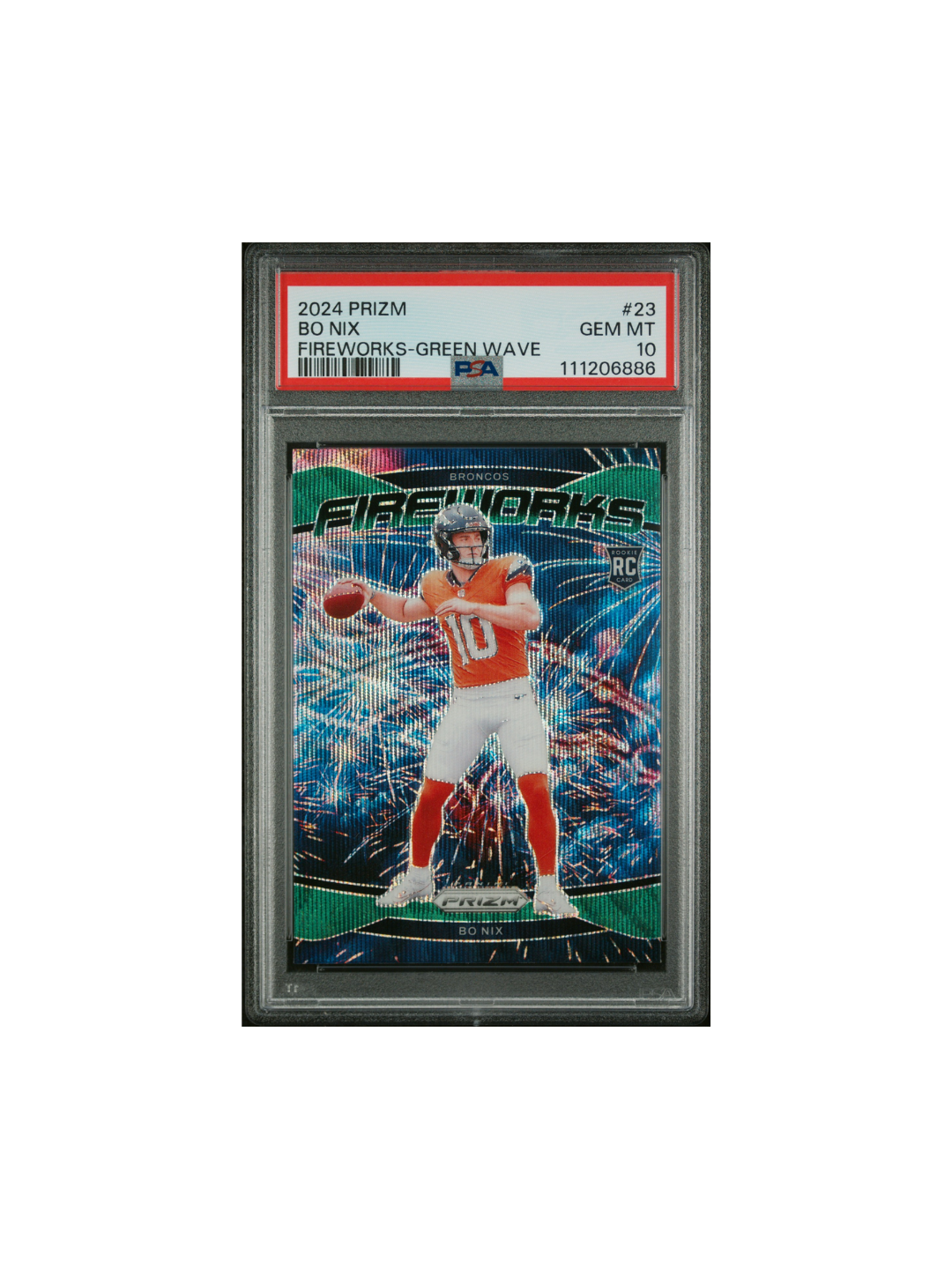 2024 PANINI PRIZM FIREWORKS #23 BO NIX FIREWORKS-GREEN WAVE