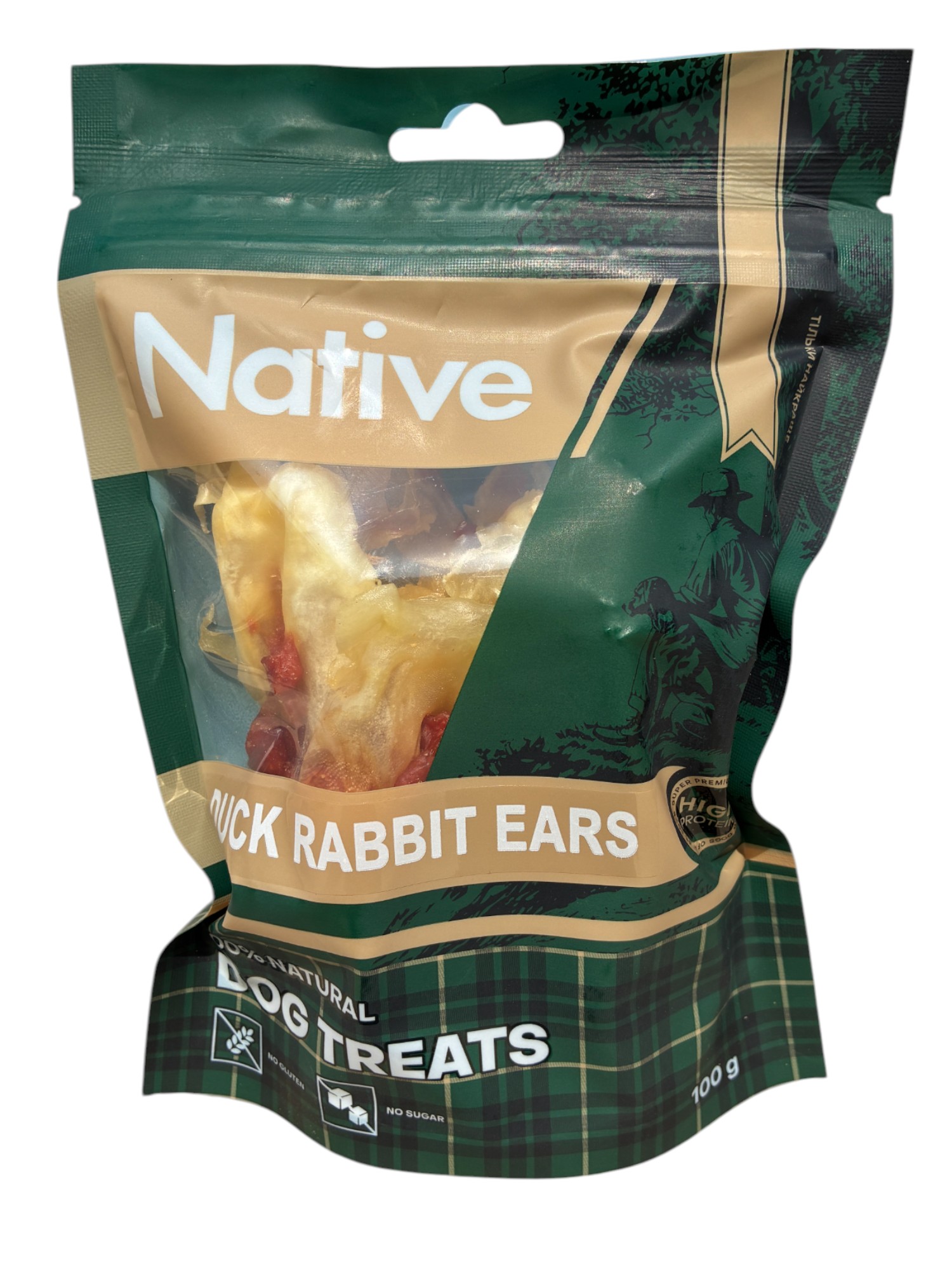 Native Dog Treats Sticker Duck Rabbit Ears Качині кролячі вушка 100 г