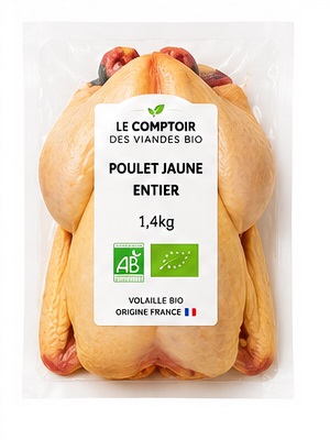 POULET JAUNE ENTIER BIO (1x1,4kg)