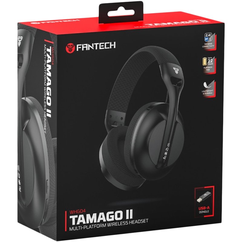 Навушники ігрові Fantech WHG04 Tamago II (дротові/Bluetooth/2.4Ghz) Black