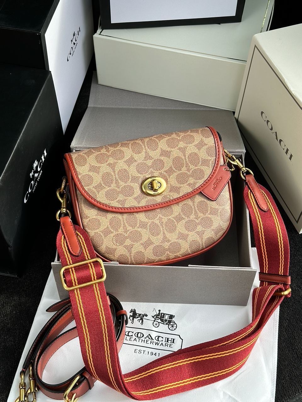 Coach Willow Medium Signature Canvas Saddle Bag