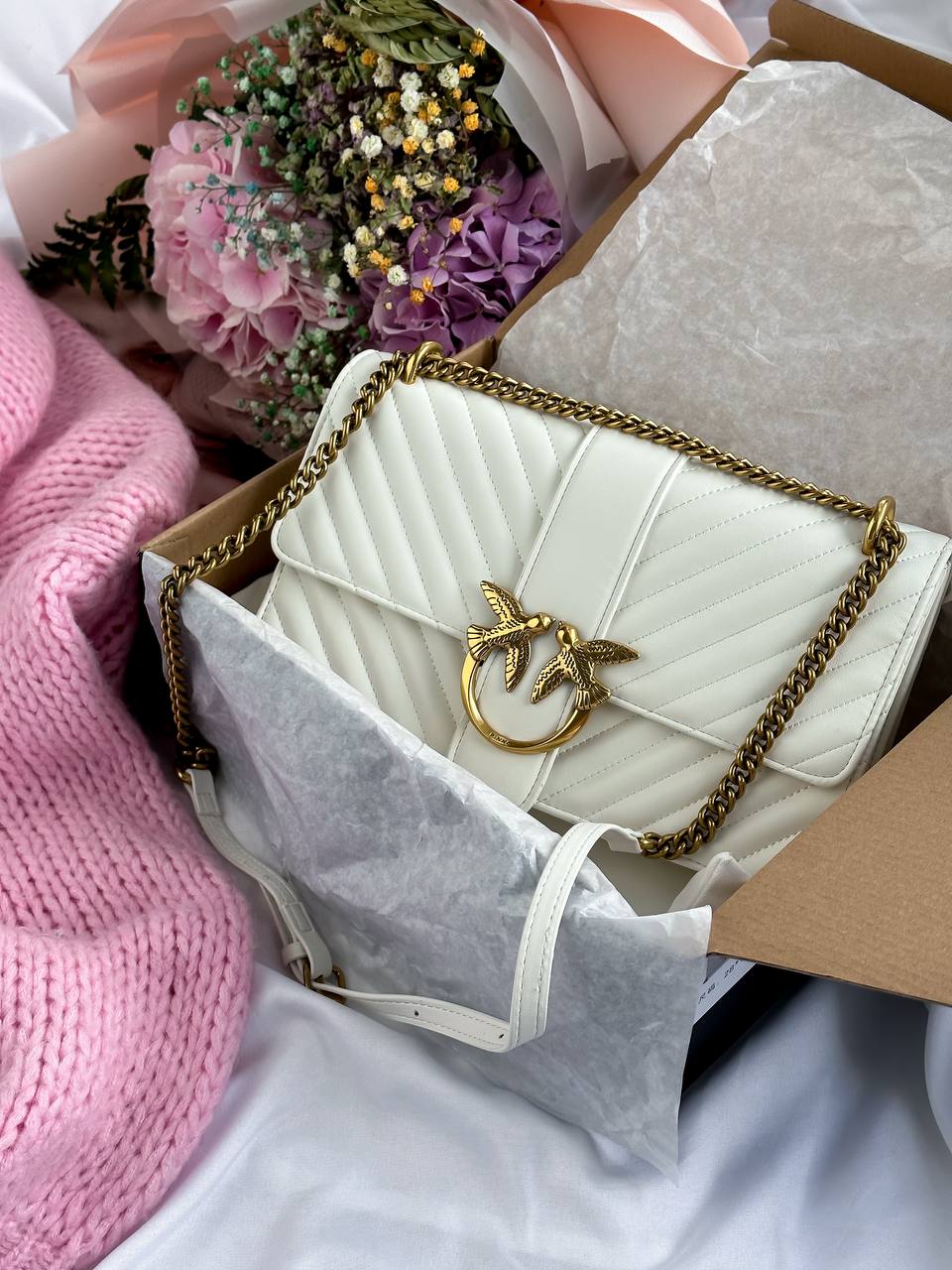 Pinko Love Bag One Simply Puff White/Gold