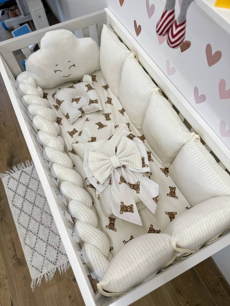 В ліжечко набір Babys «Хмаринка» молочний-ведмедик