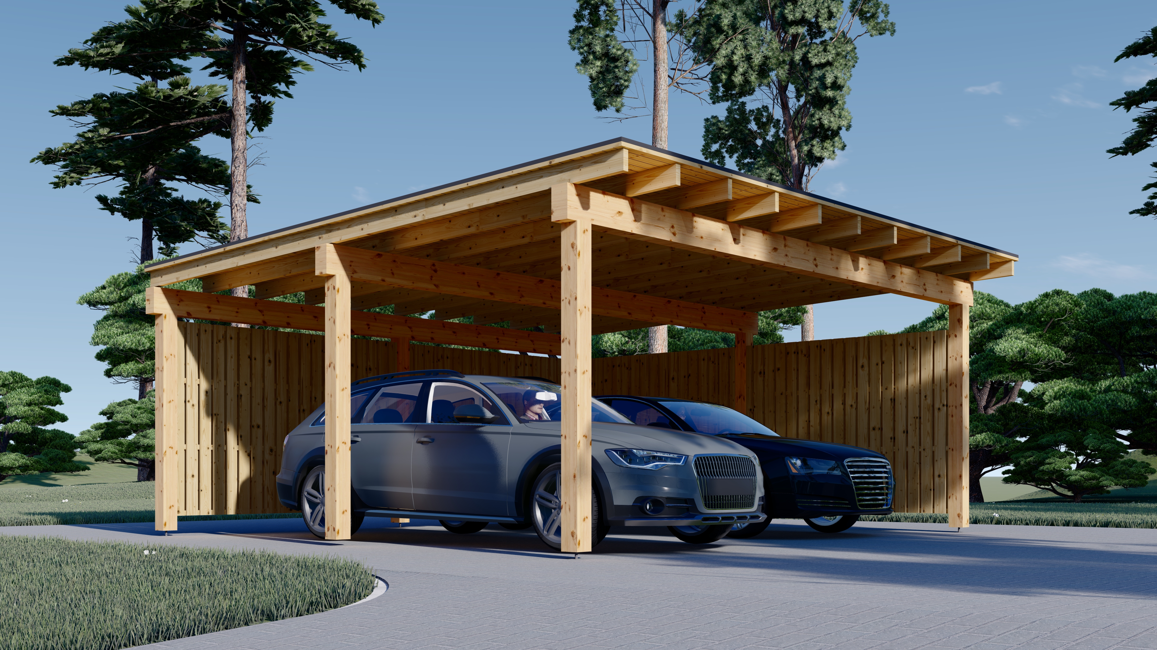 Pérgola para coches Moderna 2 6x6
